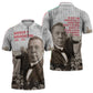 Booker T. Washington Zipper Polo Shirt Halftone Portrait Design Tilling a Field Quote Historical Civil Rights Tribute - African Pride