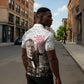 Booker T. Washington Zipper Polo Shirt Halftone Portrait Design Tilling a Field Quote Historical Civil Rights Tribute - African Pride