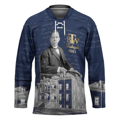 Booker T. Washington Hockey Jersey Tuskegee Institute Design Educational Legacy 1881 Historic Tribute - African Pride
