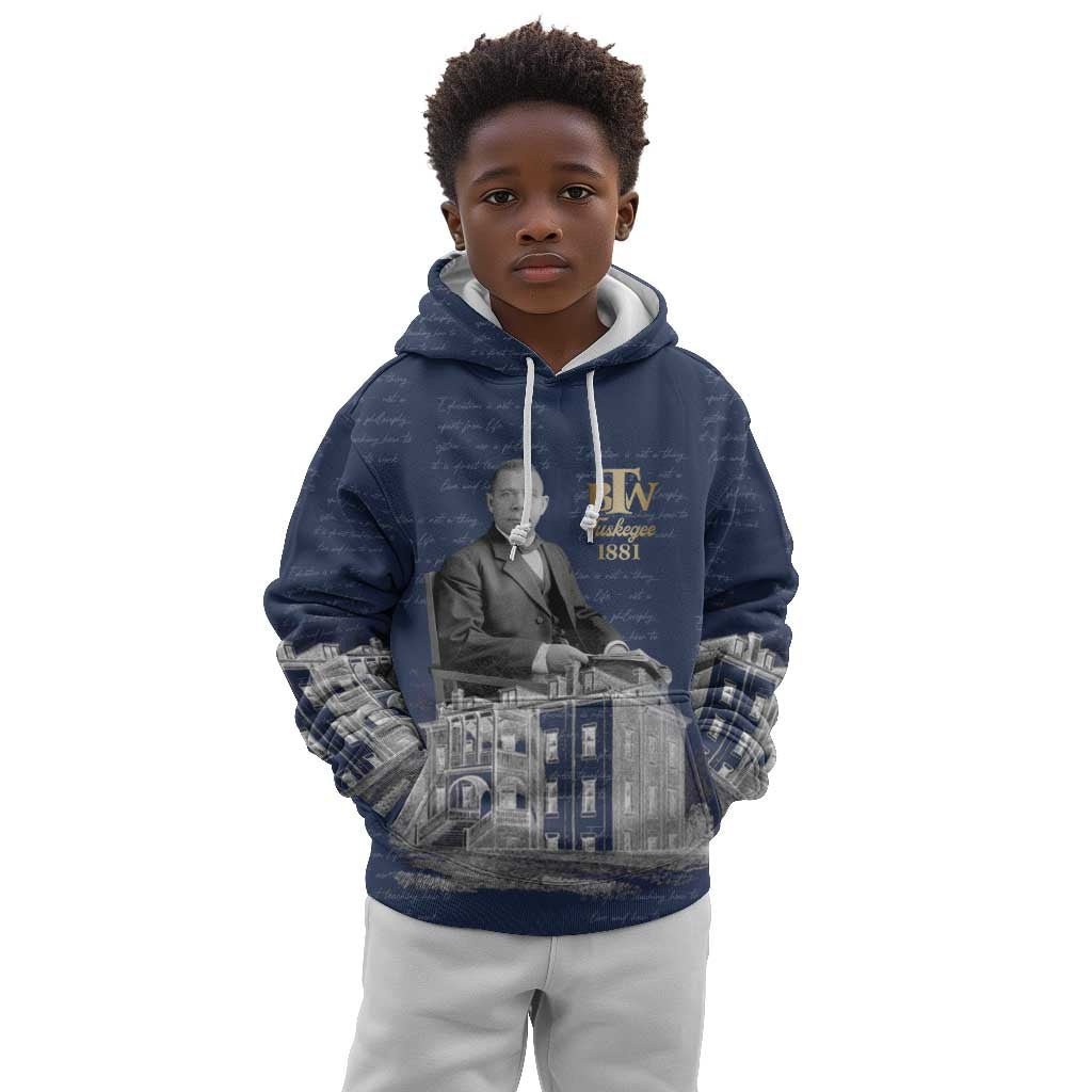 Booker T. Washington Kid Hoodie Tuskegee Institute Design Educational Legacy 1881 Historic Tribute - African Pride