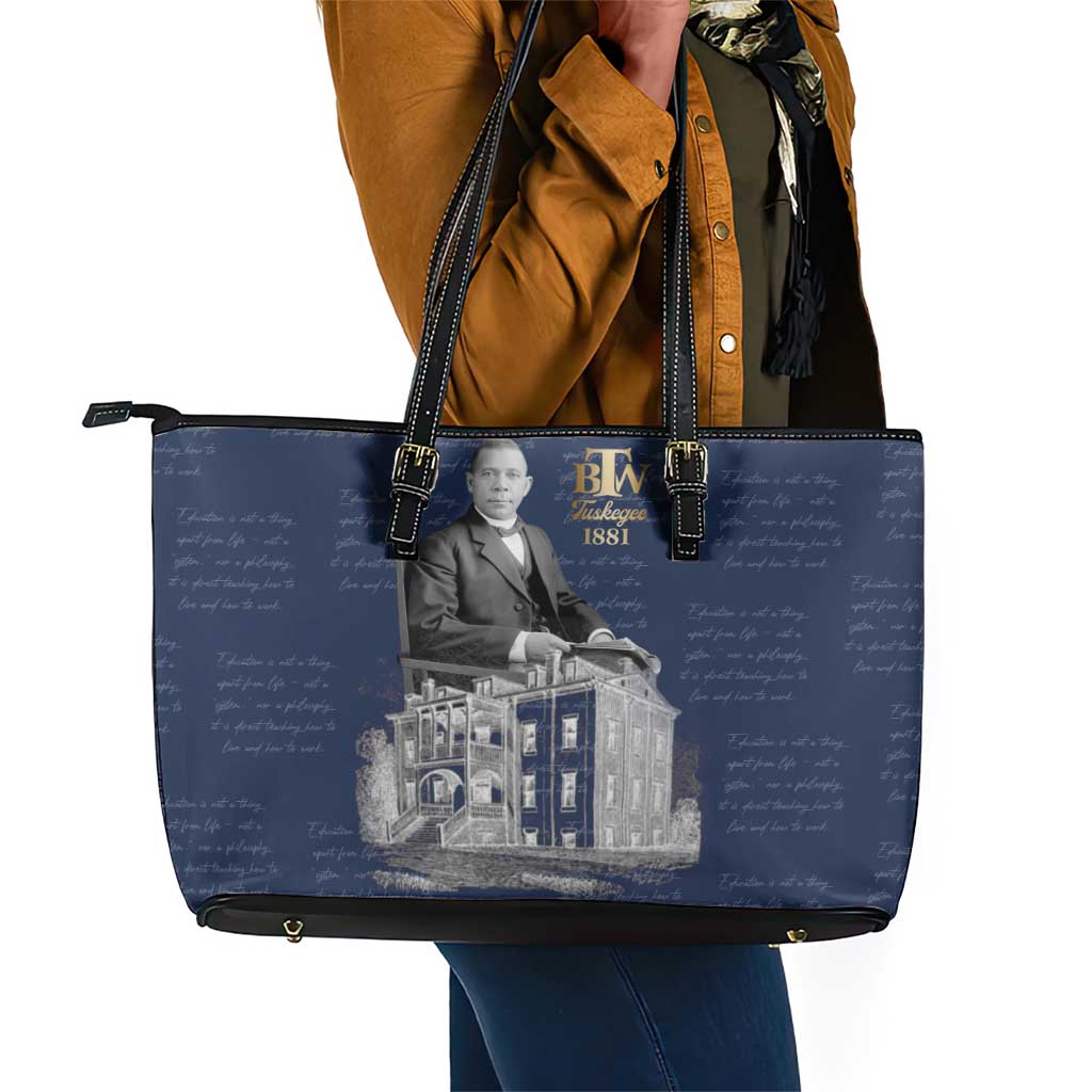 Booker T. Washington Leather Tote Bag Tuskegee Institute Design Educational Legacy 1881 Historic Tribute - African Pride