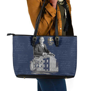 Booker T. Washington Leather Tote Bag Tuskegee Institute Design Educational Legacy 1881 Historic Tribute - African Pride