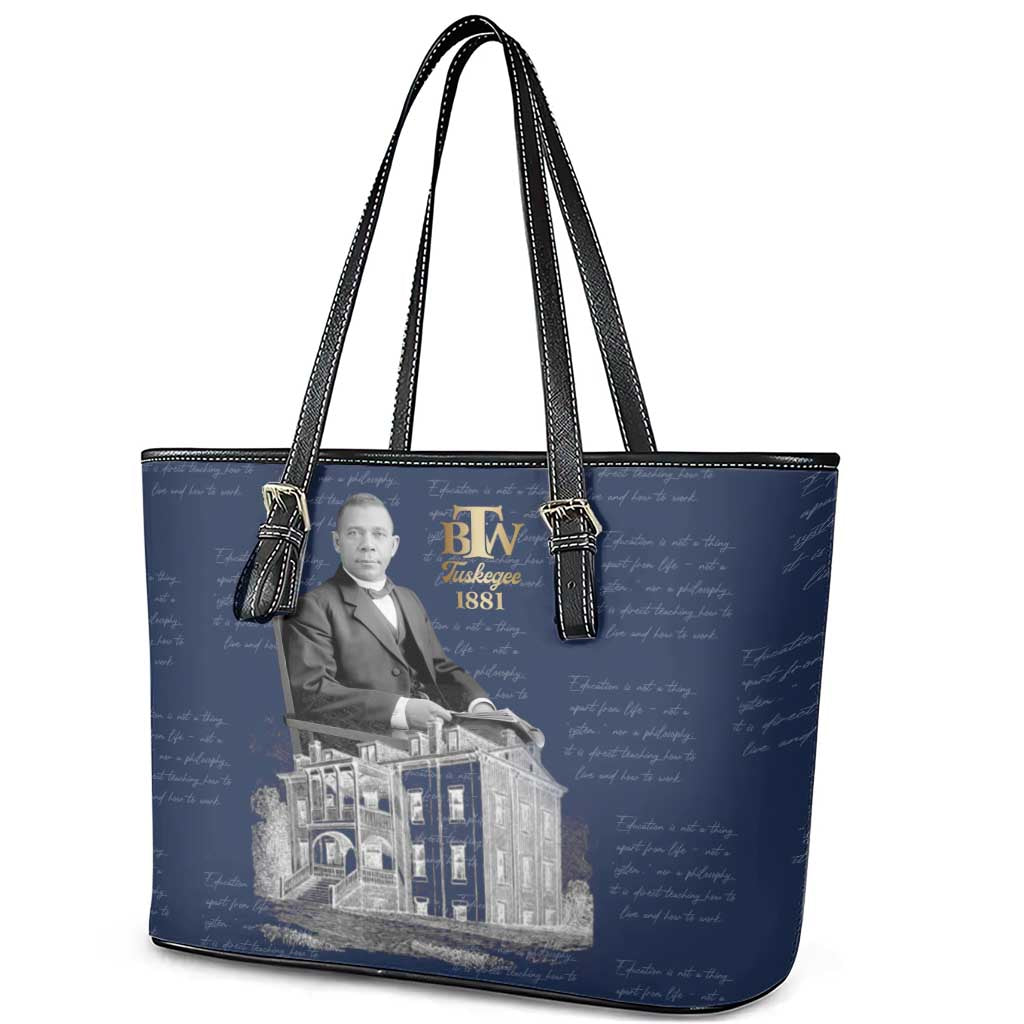 Booker T. Washington Leather Tote Bag Tuskegee Institute Design Educational Legacy 1881 Historic Tribute - African Pride