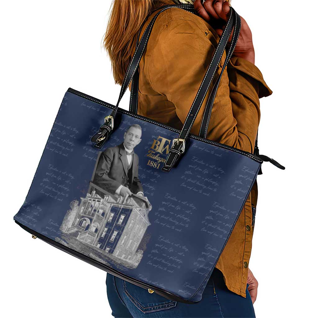 Booker T. Washington Leather Tote Bag Tuskegee Institute Design Educational Legacy 1881 Historic Tribute - African Pride