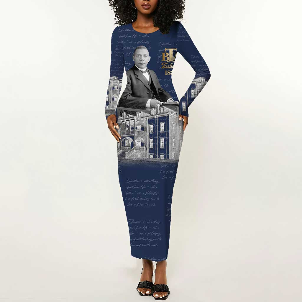 Booker T. Washington Long Sleeve Bodycon Dress Tuskegee Institute Design Educational Legacy 1881 Historic Tribute - African Pride