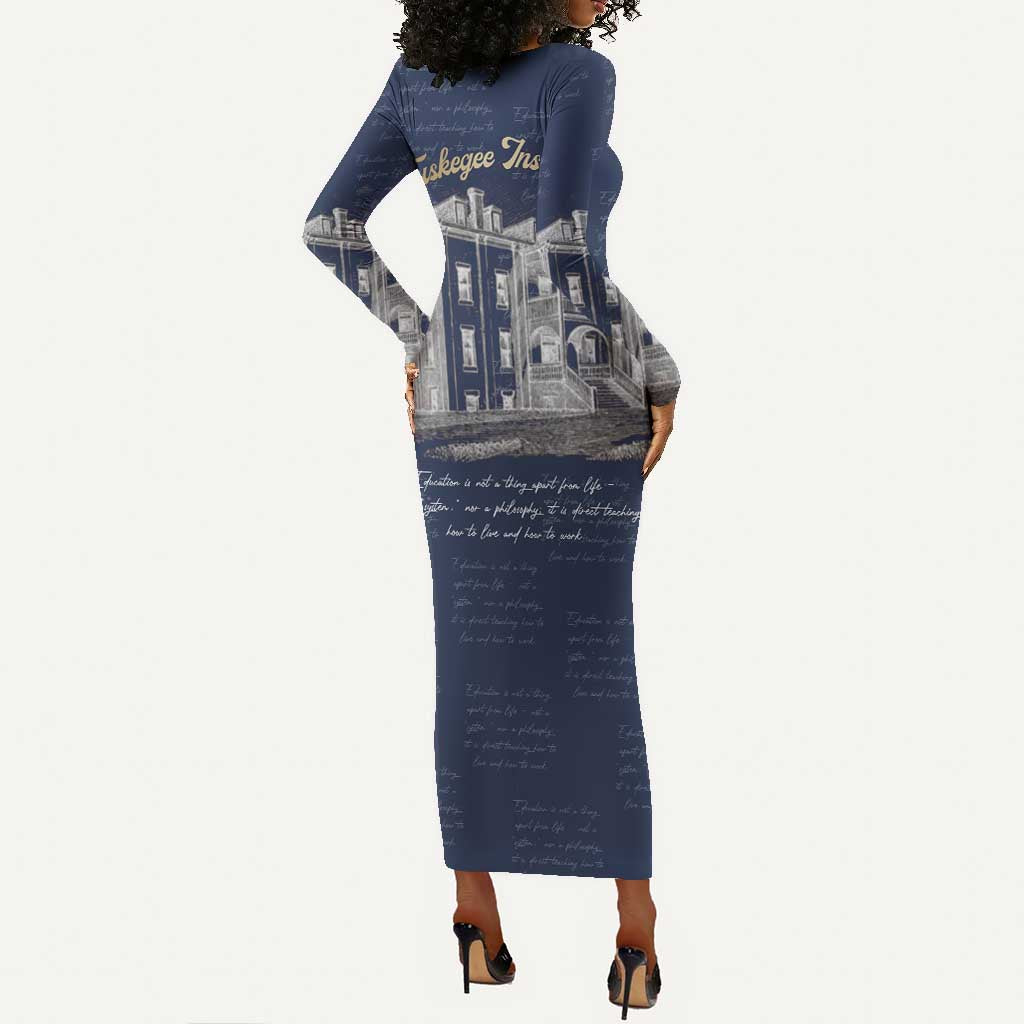 Booker T. Washington Long Sleeve Bodycon Dress Tuskegee Institute Design Educational Legacy 1881 Historic Tribute - African Pride