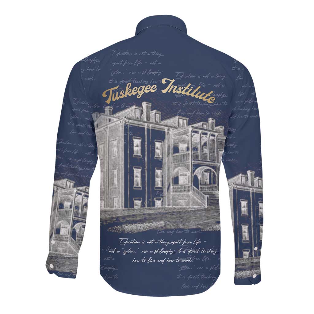 Booker T. Washington Long Sleeve Button Shirt Tuskegee Institute Design Educational Legacy 1881 Historic Tribute - African Pride