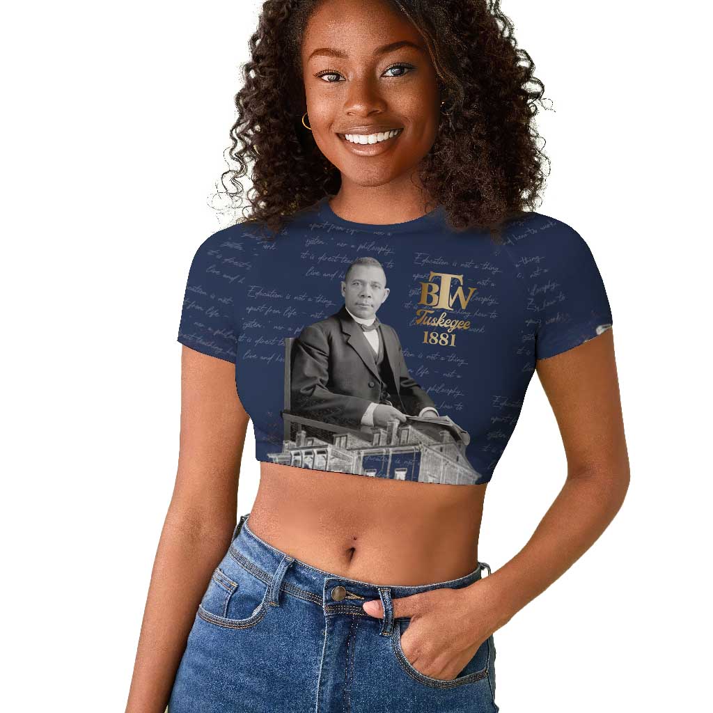 Booker T. Washington Raglan Cropped T shirt Tuskegee Institute Design Educational Legacy 1881 Historic Tribute TS04