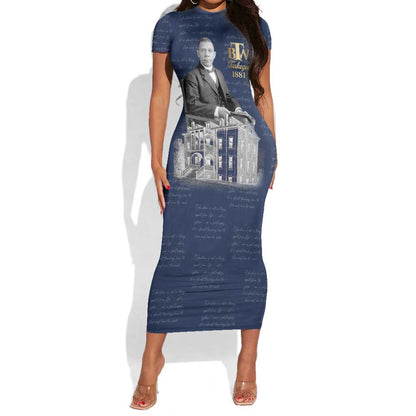 Booker T. Washington Short Sleeve Bodycon Dress Tuskegee Institute Design Educational Legacy 1881 Historic Tribute TS04
