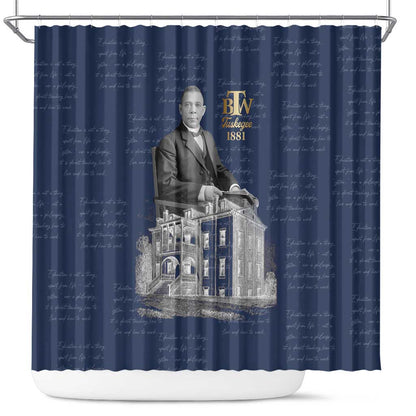 Booker T. Washington Shower Curtain Tuskegee Institute Design Educational Legacy 1881 Historic Tribute - African Pride