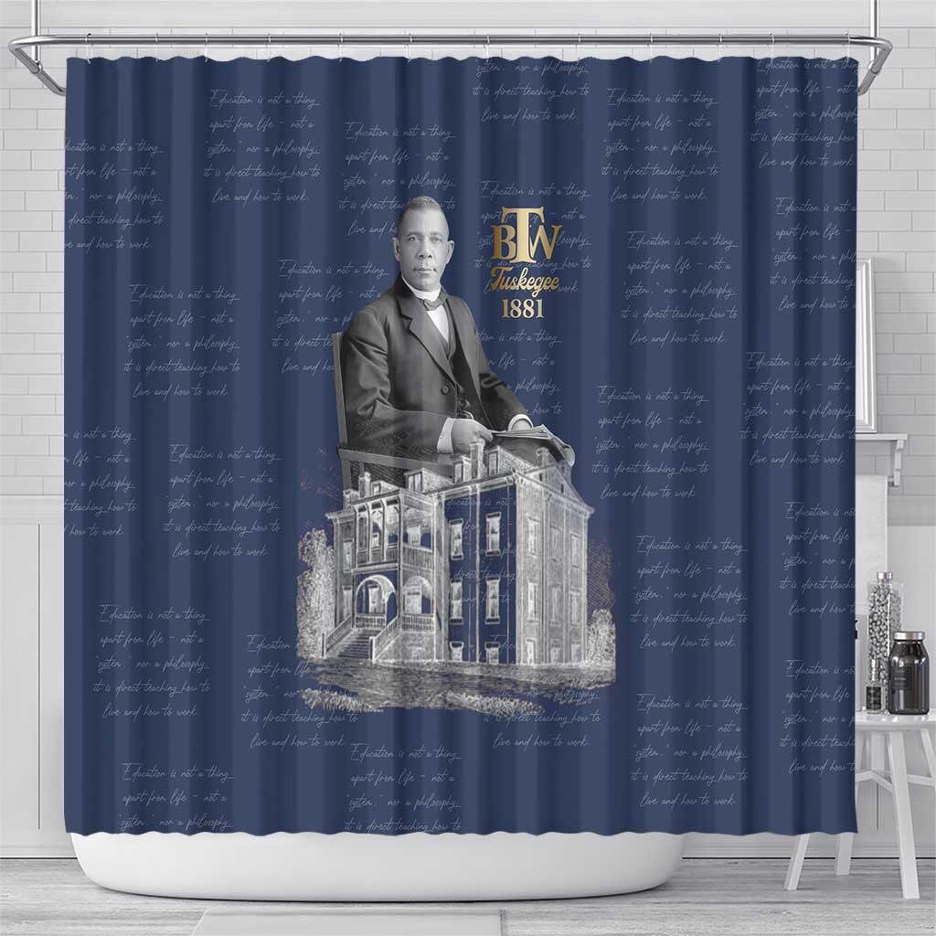 Booker T. Washington Shower Curtain Tuskegee Institute Design Educational Legacy 1881 Historic Tribute - African Pride