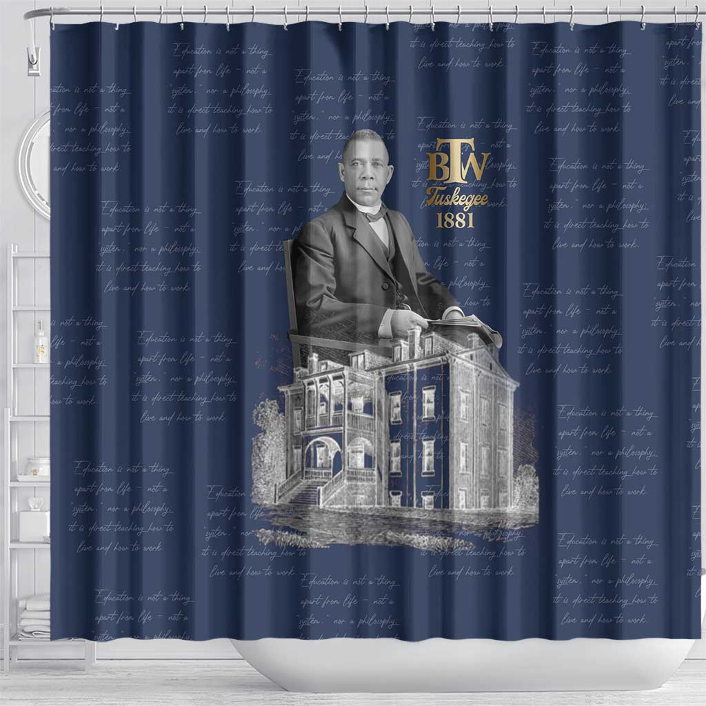Booker T. Washington Shower Curtain Tuskegee Institute Design Educational Legacy 1881 Historic Tribute - African Pride
