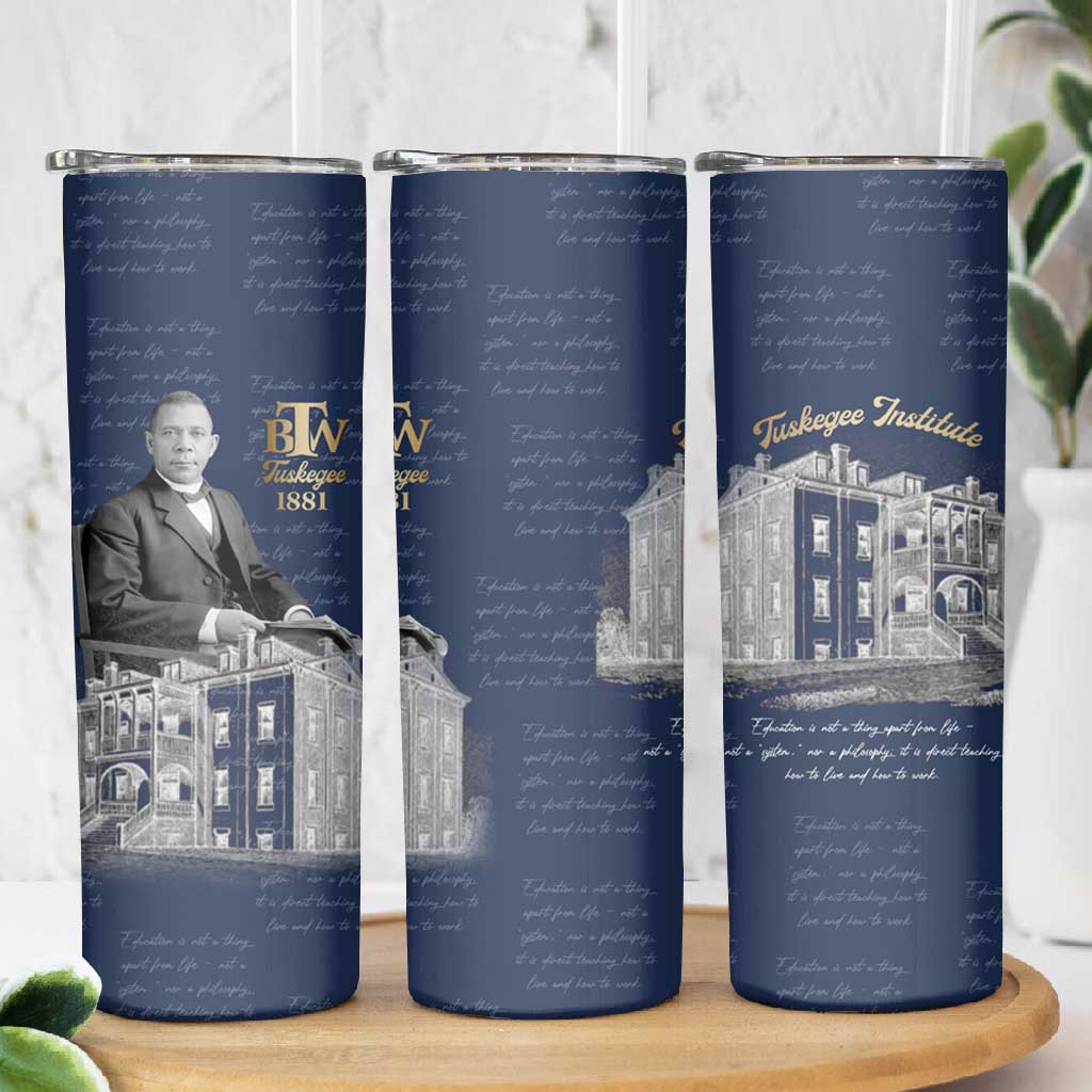 Booker T. Washington Skinny Tumbler Tuskegee Institute Design Educational Legacy 1881 Historic Tribute - African Pride