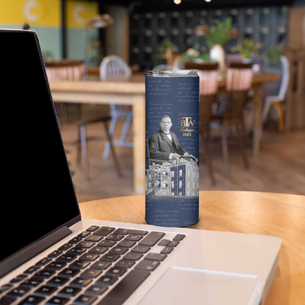 Booker T. Washington Skinny Tumbler Tuskegee Institute Design Educational Legacy 1881 Historic Tribute - African Pride