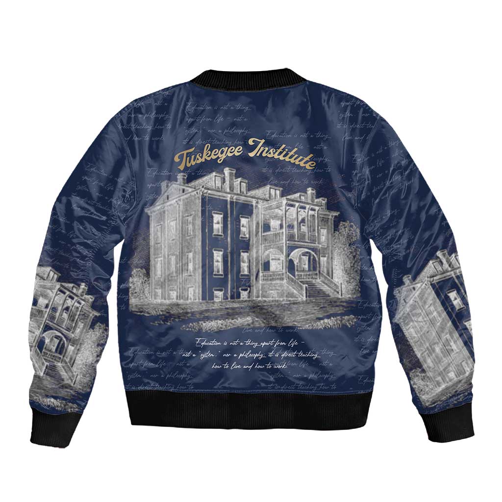 Booker T. Washington Sleeve Zip Bomber Jacket Tuskegee Institute Design Educational Legacy 1881 Historic Tribute - African Pride