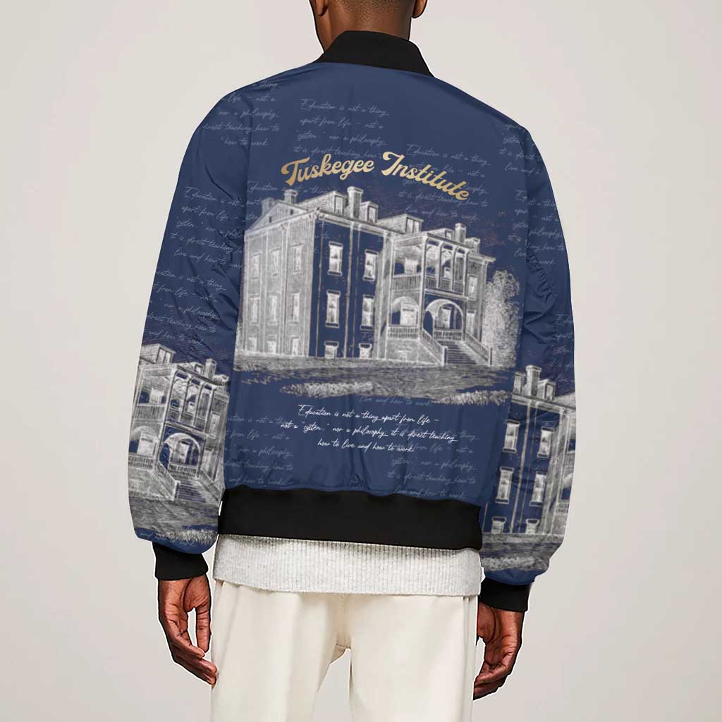 Booker T. Washington Sleeve Zip Bomber Jacket Tuskegee Institute Design Educational Legacy 1881 Historic Tribute - African Pride