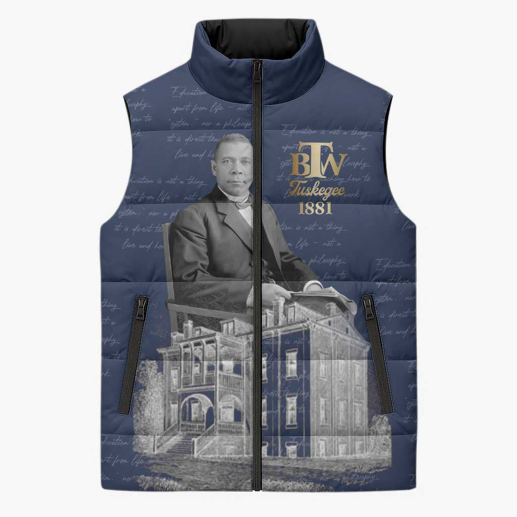 Booker T. Washington Sleeveless Puffer Jacket Tuskegee Institute Design Educational Legacy 1881 Historic Tribute - African Pride