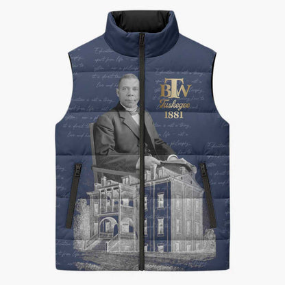 Booker T. Washington Sleeveless Puffer Jacket Tuskegee Institute Design Educational Legacy 1881 Historic Tribute - African Pride