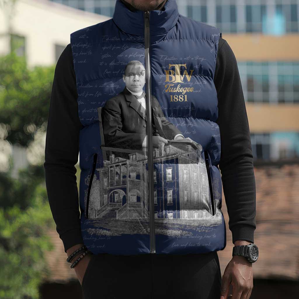 Booker T. Washington Sleeveless Puffer Jacket Tuskegee Institute Design Educational Legacy 1881 Historic Tribute - African Pride