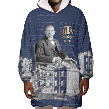Booker T. Washington Wearable Blanket Hoodie Tuskegee Institute Design Educational Legacy 1881 Historic Tribute - African Pride
