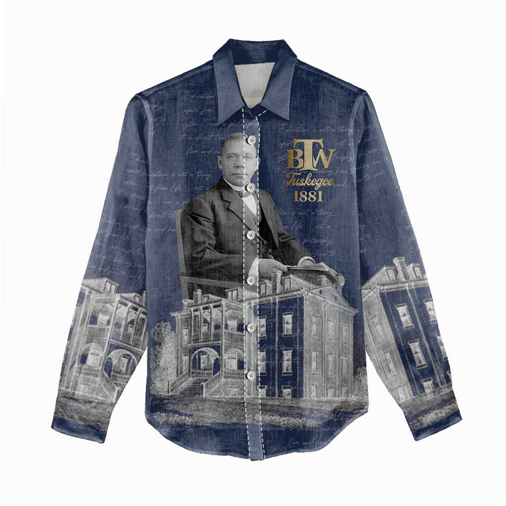 Booker T. Washington Women Casual Shirt Tuskegee Institute Design Educational Legacy 1881 Historic Tribute - African Pride