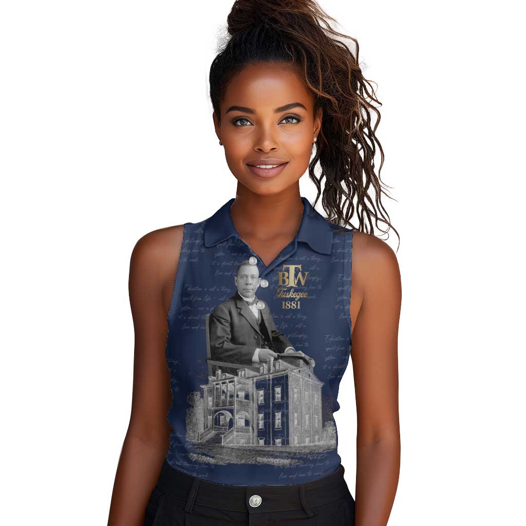Booker T. Washington Women Sleeveless Polo Shirt Tuskegee Institute Design Educational Legacy 1881 Historic Tribute - African Pride