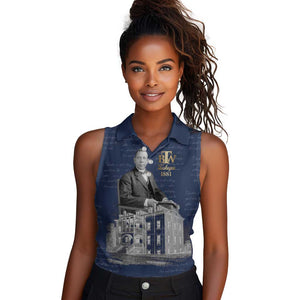 Booker T. Washington Women Sleeveless Polo Shirt Tuskegee Institute Design Educational Legacy 1881 Historic Tribute - African Pride