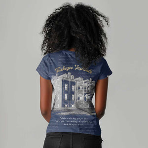 Booker T. Washington Women V-Neck T-Shirt Tuskegee Institute Design Educational Legacy 1881 Historic Tribute TS04