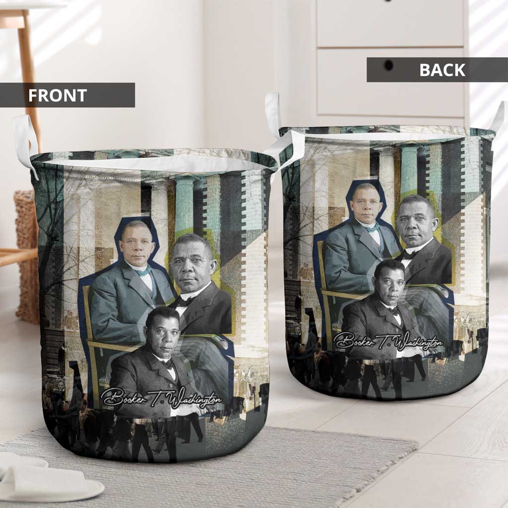 Booker T. Washington Laundry Basket Historic Portrait Collage Civil Rights Legacy Educational Pioneer Design - African Pride