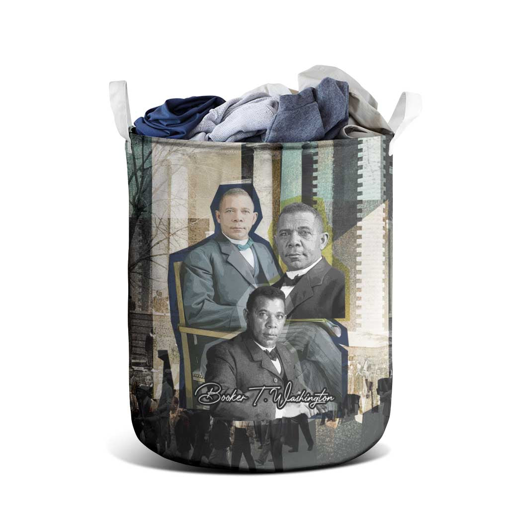 Booker T. Washington Laundry Basket Historic Portrait Collage Civil Rights Legacy Educational Pioneer Design - African Pride