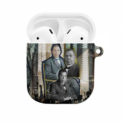 Booker T. Washington AirPods Case Historic Portrait Collage Civil Rights Legacy Educational Pioneer Design - African Pride