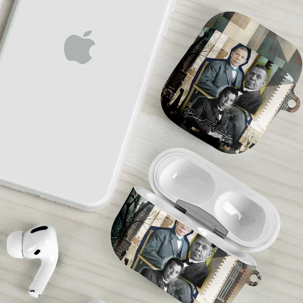 Booker T. Washington AirPods Case Historic Portrait Collage Civil Rights Legacy Educational Pioneer Design - African Pride