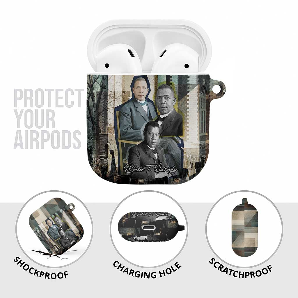 Booker T. Washington AirPods Case Historic Portrait Collage Civil Rights Legacy Educational Pioneer Design - African Pride