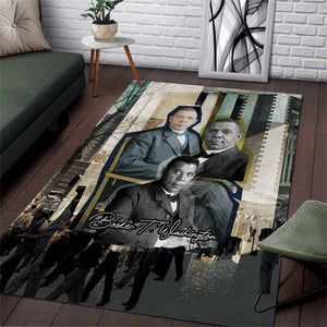 Booker T. Washington Area Rug Historic Portrait Collage Civil Rights Legacy Educational Pioneer Design - African Pride