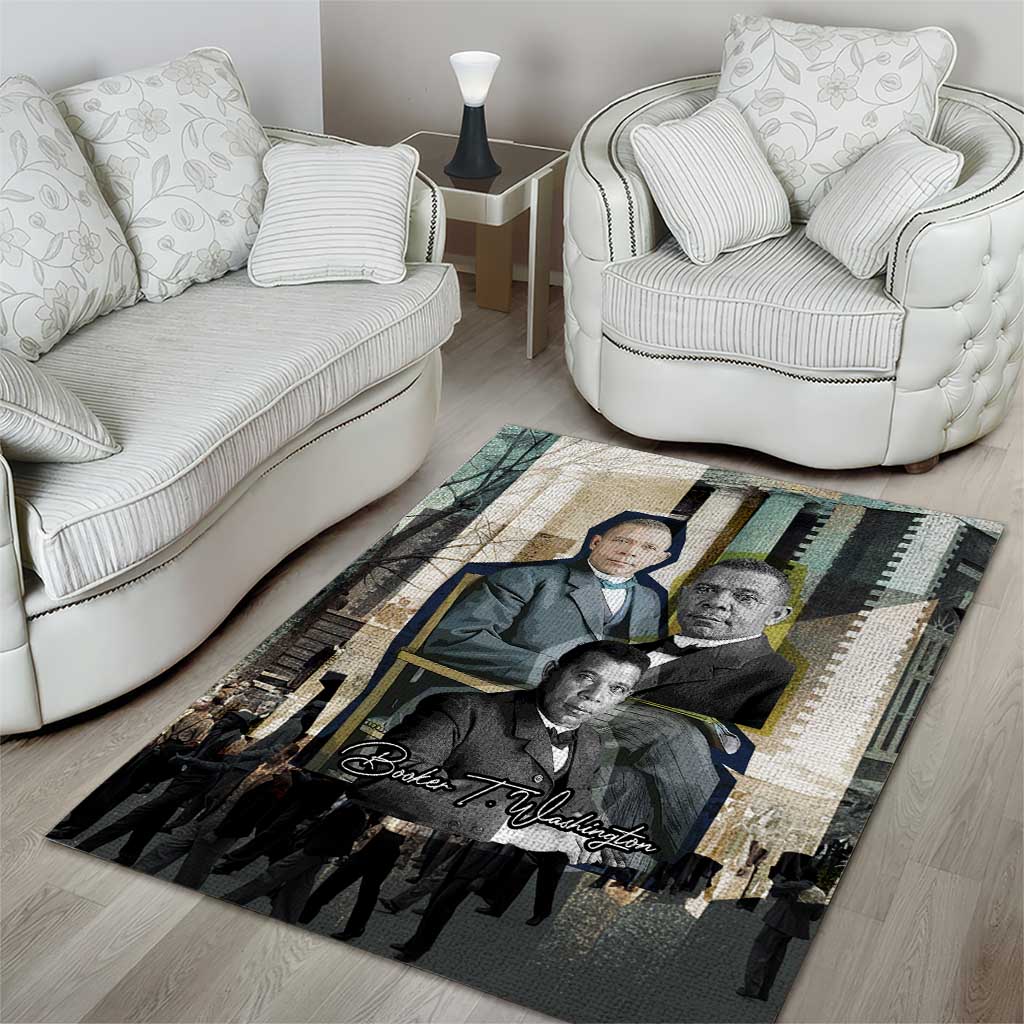 Booker T. Washington Area Rug Historic Portrait Collage Civil Rights Legacy Educational Pioneer Design - African Pride