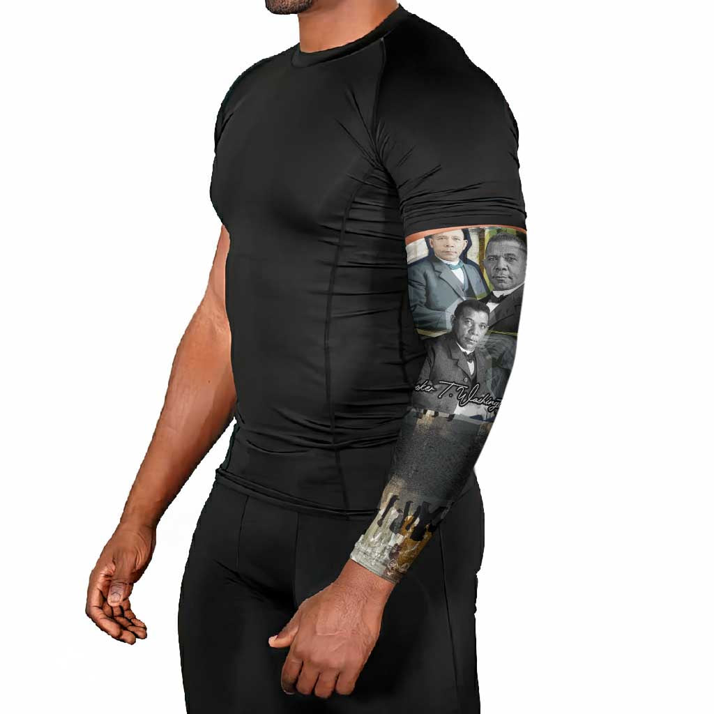 Booker T. Washington Arm Sleeves Historic Portrait Collage Civil Rights Legacy Educational Pioneer Design - African Pride