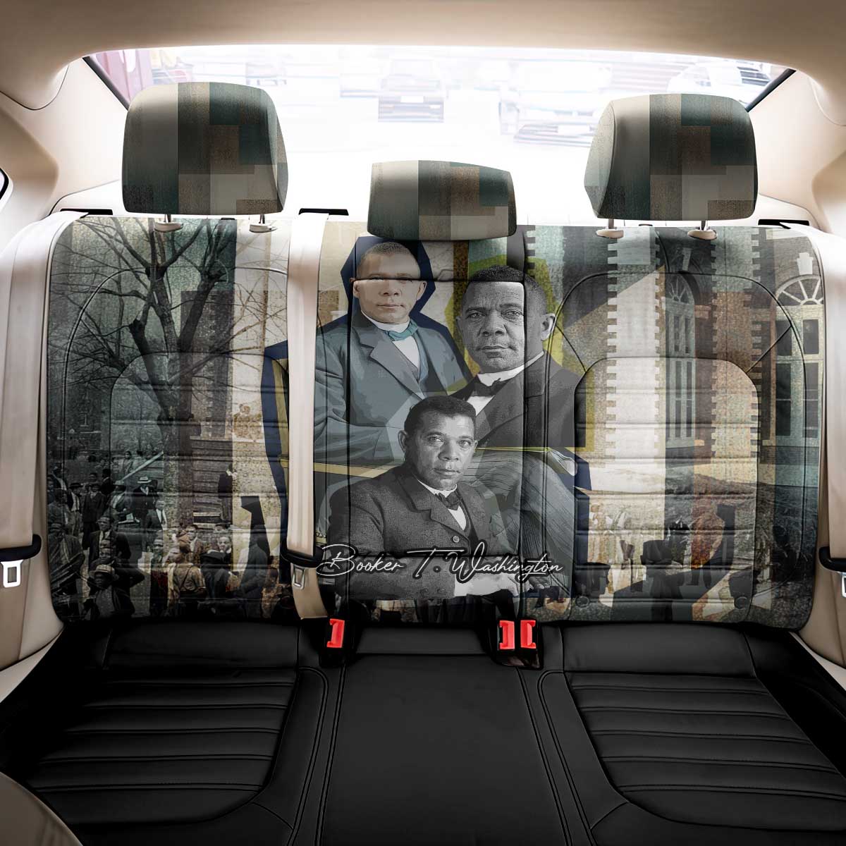Booker T. Washington Back Car Seat Cover Historic Portrait Collage Civil Rights Legacy Educational Pioneer Design - African Pride
