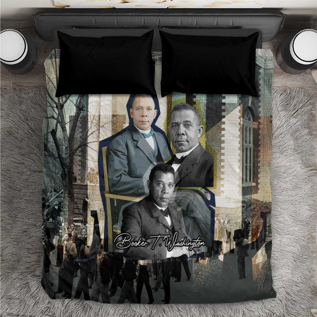 Booker T. Washington Bedding Set Historic Portrait Collage Civil Rights Legacy Educational Pioneer Design - African Pride