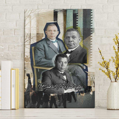 Booker T. Washington Canvas Wall Art Historic Portrait Collage Civil Rights Legacy Educational Pioneer Design - African Pride
