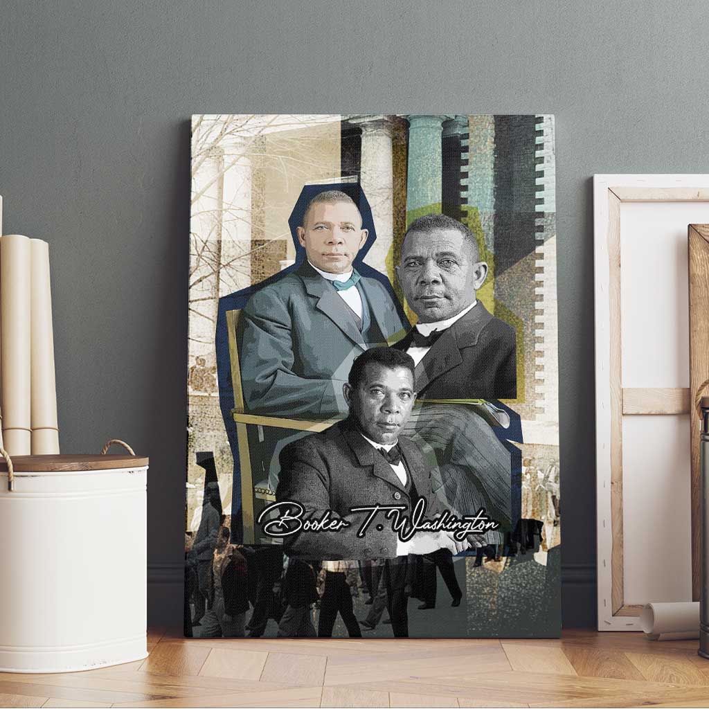 Booker T. Washington Canvas Wall Art Historic Portrait Collage Civil Rights Legacy Educational Pioneer Design - African Pride