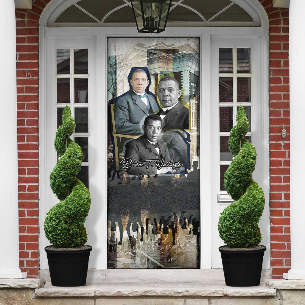 Booker T. Washington Door Cover Historic Portrait Collage Civil Rights Legacy Educational Pioneer Design - African Pride