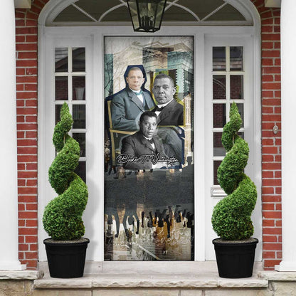 Booker T. Washington Door Cover Historic Portrait Collage Civil Rights Legacy Educational Pioneer Design - African Pride