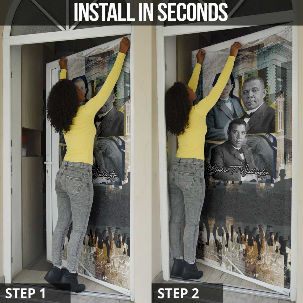 Booker T. Washington Door Cover Historic Portrait Collage Civil Rights Legacy Educational Pioneer Design - African Pride