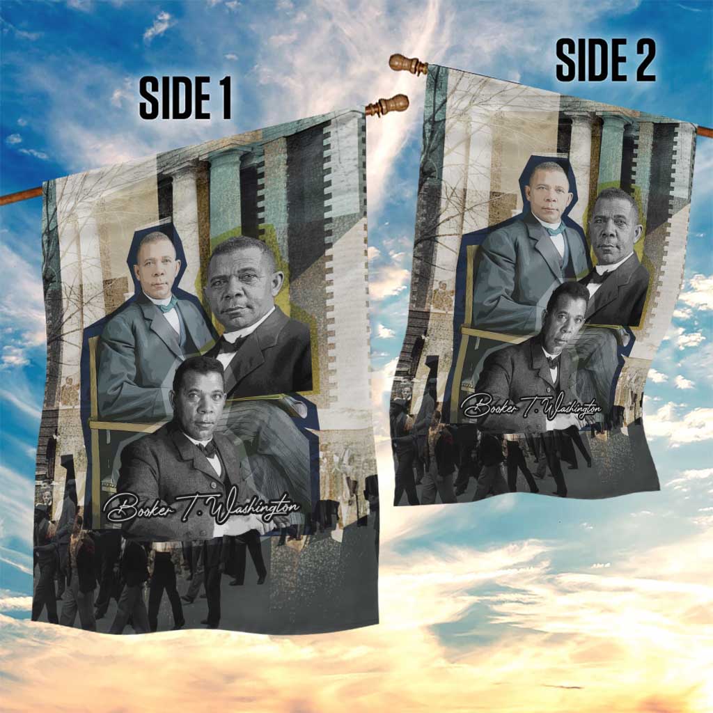 Booker T. Washington Garden Flag Historic Portrait Collage Civil Rights Legacy Educational Pioneer Design - African Pride