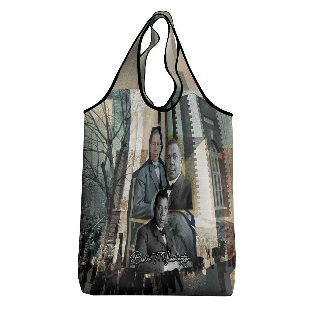 Booker T. Washington Grocery Bag Historic Portrait Collage Civil Rights Legacy Educational Pioneer Design - African Pride