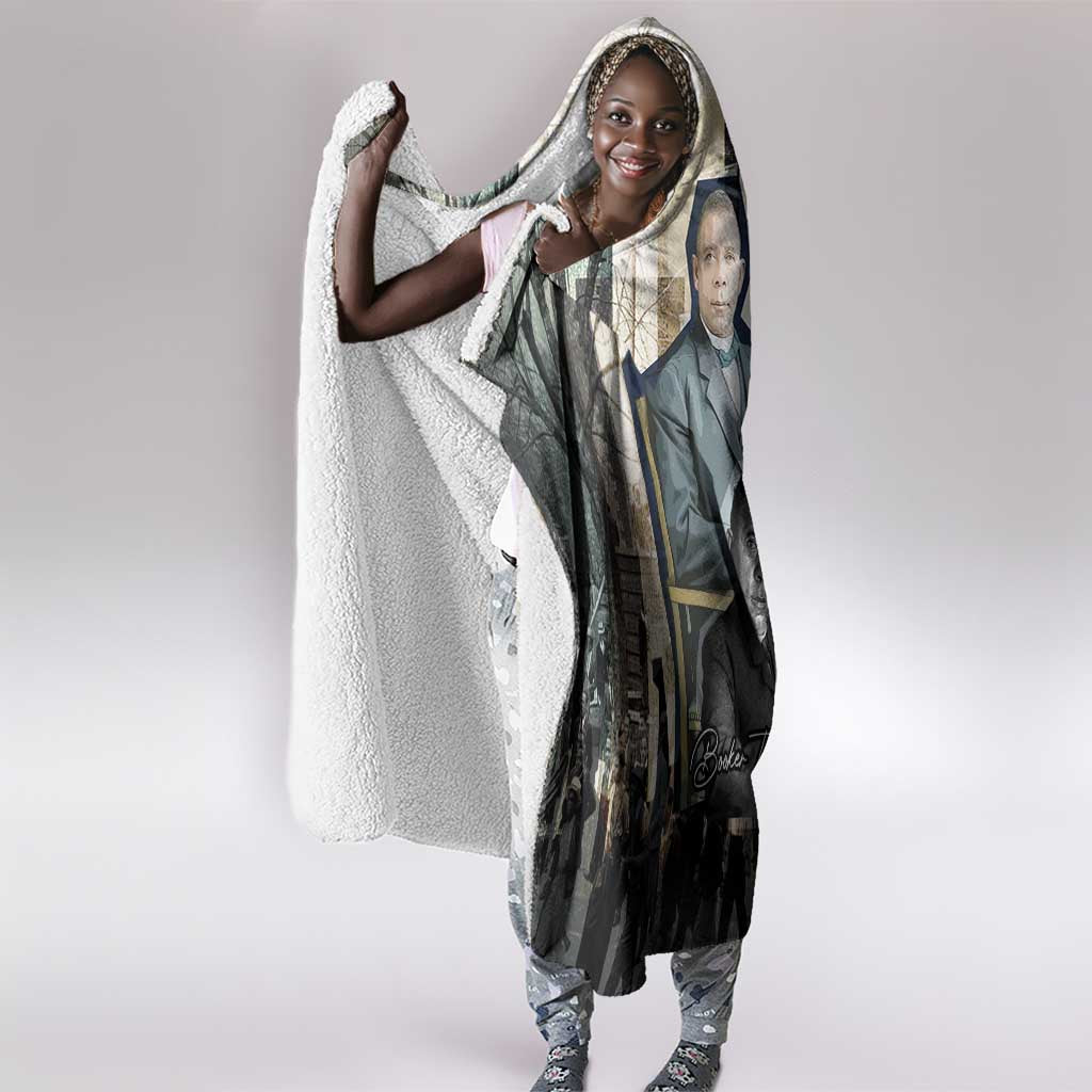 Booker T. Washington Hooded Blanket Historic Portrait Collage Civil Rights Legacy Educational Pioneer Design - African Pride