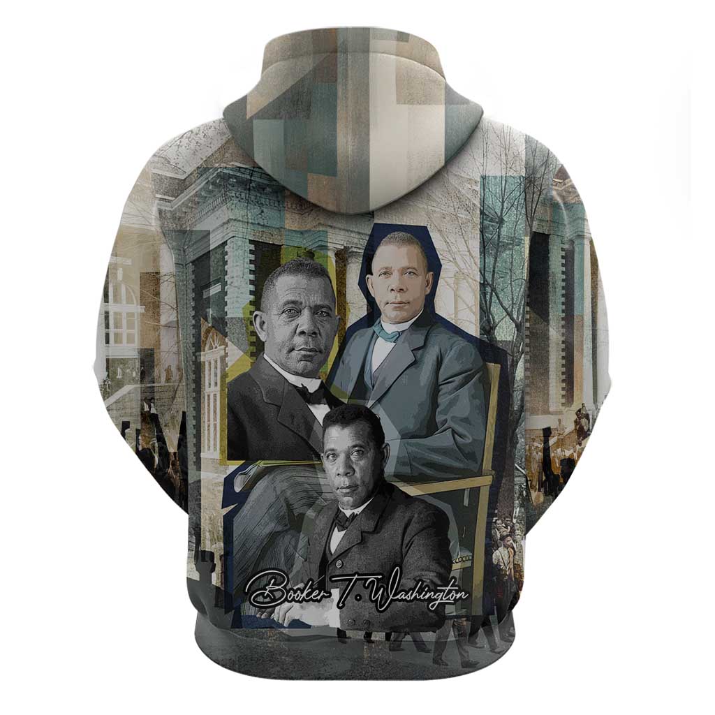 Booker T. Washington Hoodie Historic Portrait Collage Civil Rights Legacy Educational Pioneer Design - African Pride