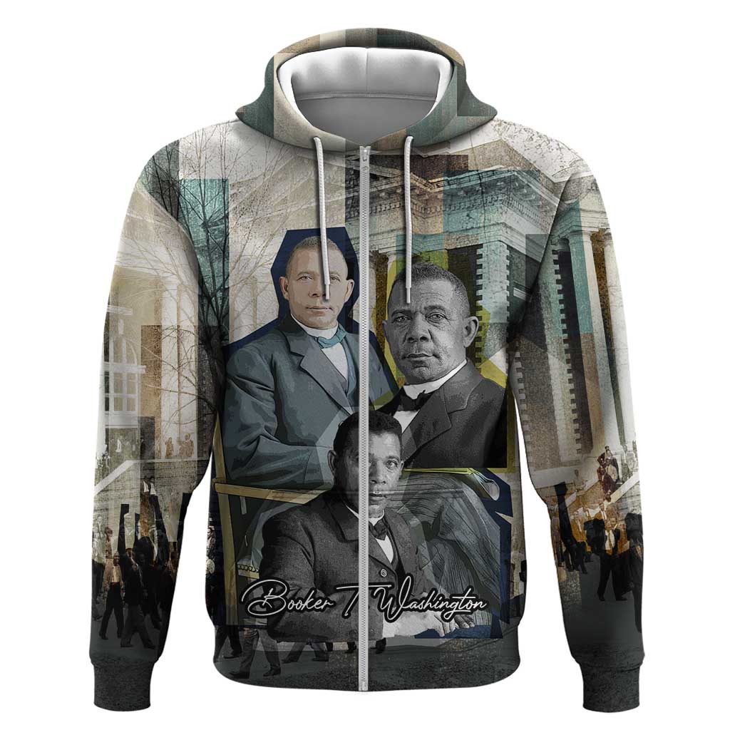 Booker T. Washington Hoodie Historic Portrait Collage Civil Rights Legacy Educational Pioneer Design - African Pride