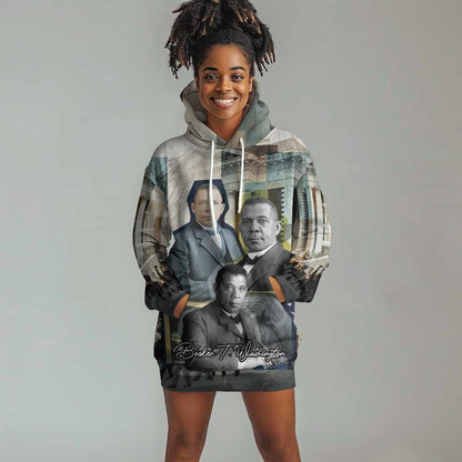 Booker T. Washington Hoodie Dress Historic Portrait Collage Civil Rights Legacy Educational Pioneer Design - African Pride