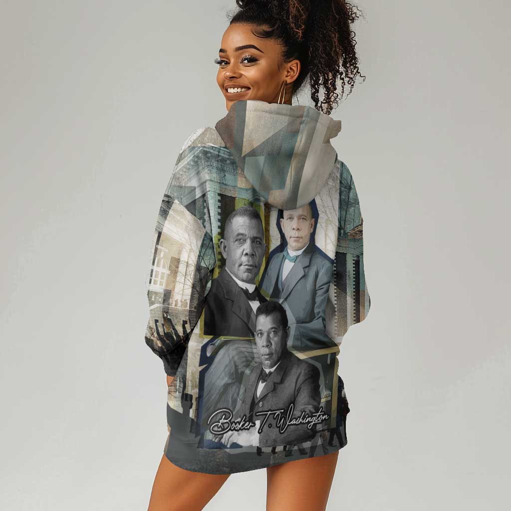 Booker T. Washington Hoodie Dress Historic Portrait Collage Civil Rights Legacy Educational Pioneer Design - African Pride